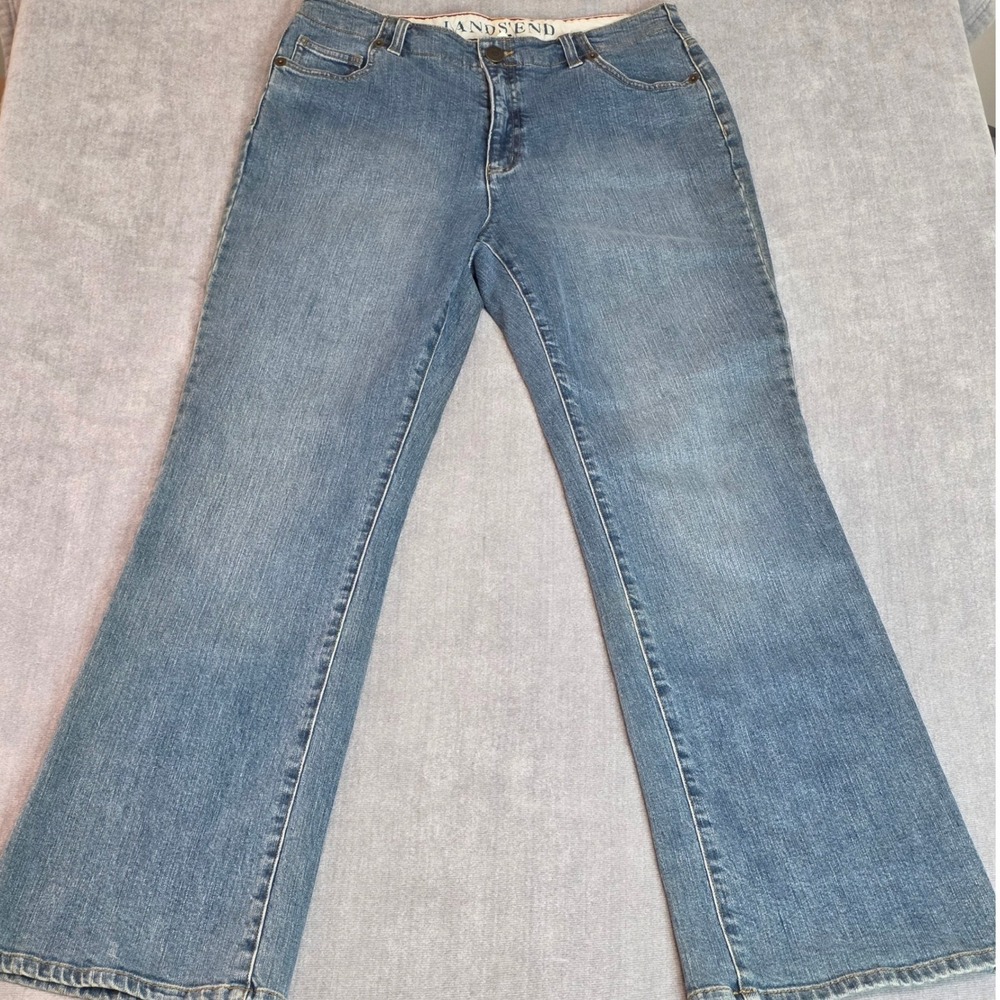 Lands' End Womens 12 Original Fit Boot Leg Stretch Denim Jeans NWT Blue Western